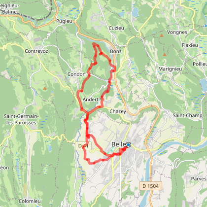 Parcours vélo E C BELLEY GROUPE Vert ET Jaune Belley