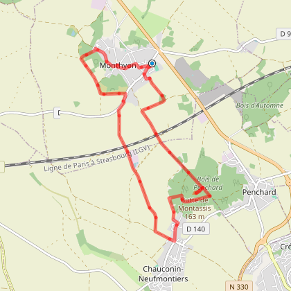 Parcours marche 12 km au départ de Monthyon tour du chateaux de