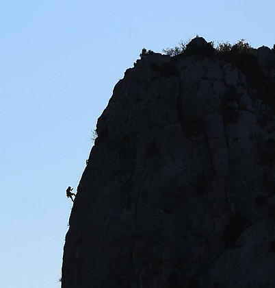 Climbing on the rock of Aiguille