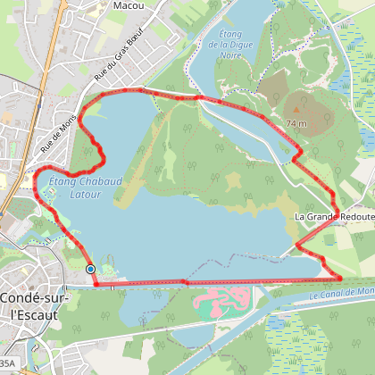 Parcours marche boucle autour des étangs de ChabaudLatour Conde