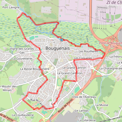 Parcours marche BOUGUENAIS De Port Lavigne à la Pierre Blanche