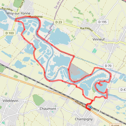 Parcours marche Champigny sur Yonne Au fil de l'eau Champigny