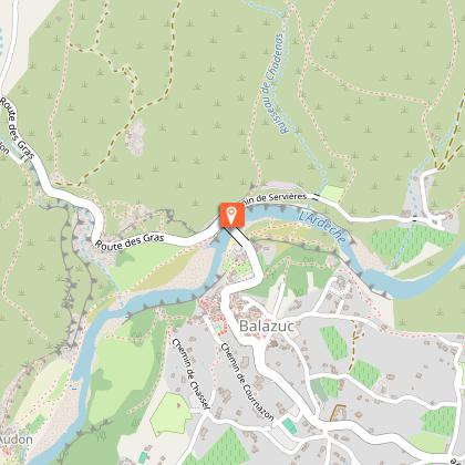 Beach under the bridge at Balazuc