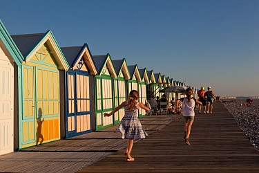Le chemin de planches et les cabines de Cayeux