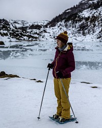 Le Courtal de Cougneit depuis l'étang de Lers en raquettes