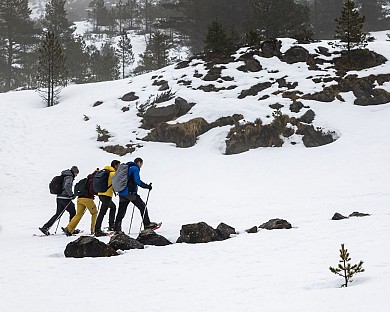 Les Ribes depuis l'étang de Lers en raquettes