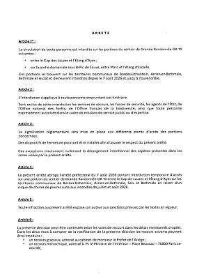 [Incendies] Deviation provisoire (Col d'Auedole / Cap des Lauzes)