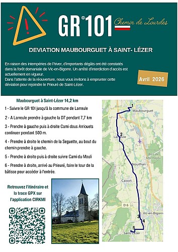 GR 101 - Variante de Maubourguet à St Lézer