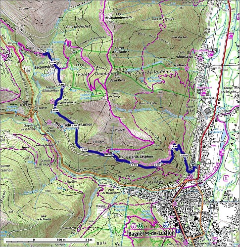 SityTrail - 4821673 - parcours intermédiaire départ Marignac - Carte et profil A4 Portrait