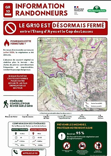 [Incendies] Deviation provisoire (Col d'Auedole / Cap des Lauzes)