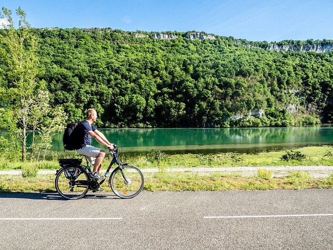 Vélo sur ViaRhôna dans le Haut-Rhône près de Bugey