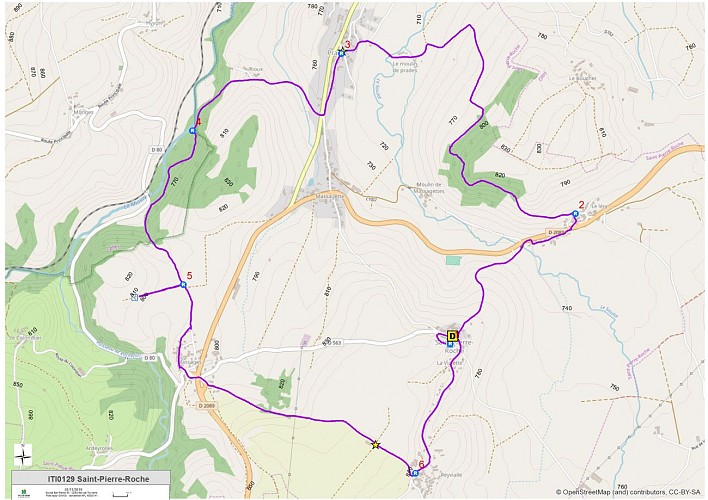 Les villages de Saint-Pierre Roche (carte)