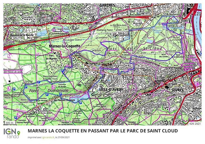 Parcours marche  MARNES LA COQUETTE EN PASSANT PAR LE PARC DE SAINT