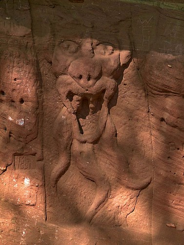 Diable sculpté, rocher du diable, Abreschviller