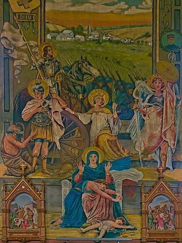Fresque de l'abbé Abé, Église Saint-Pierre et Saint-Paul, Guermange