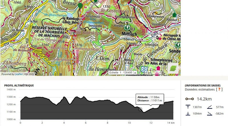Parcours Honneck-Rainkopf-Rothenbachkopf- puis retour Honneck