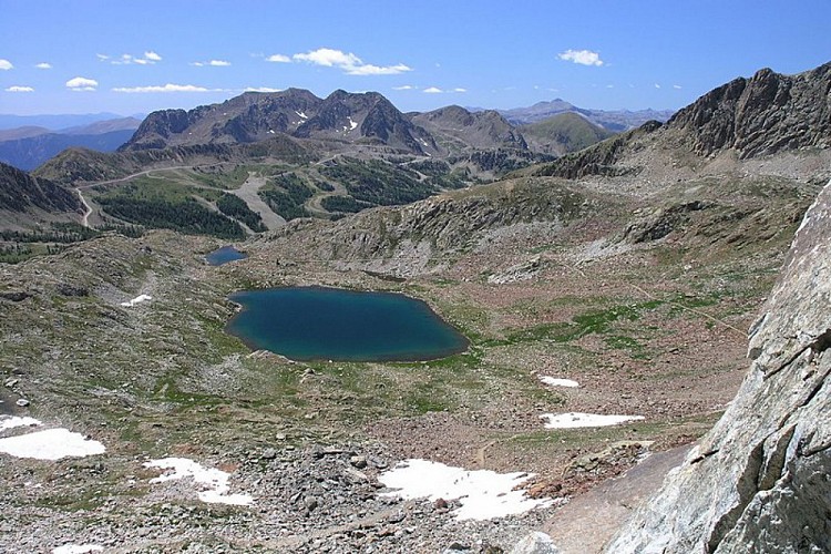 Panorama sul Lac des Terre Rouge dalla Bassa del Druos