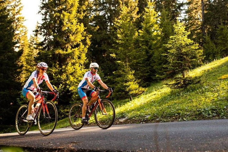 Passage ombragé sur le circuit du col de la Loze