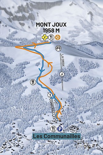 Itinéraire de ski de randonnée alpin - Itinéraire nocturne - Les Communailles / Sommet du Mont Joux