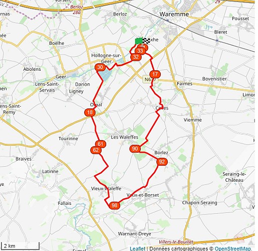 Carte - Balades en boucle - Hesbaye nature