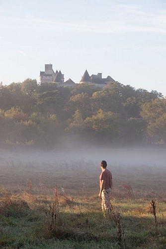 Sur les monts brennous - Château du Bouchet sur son button au petit matin