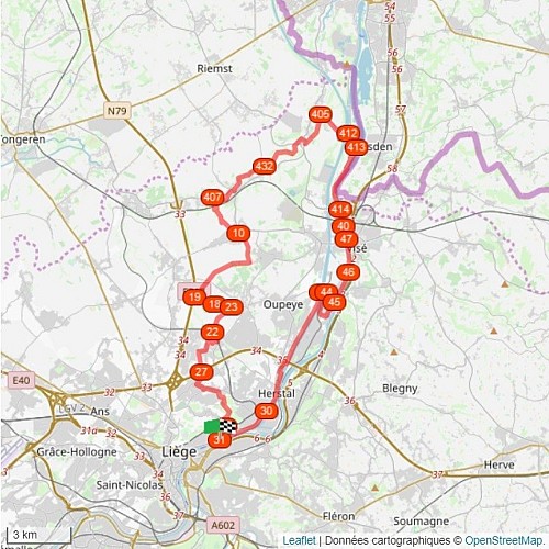 Map - Cycling and hiking tours - Hesbaye Basse-Meuse and Geer