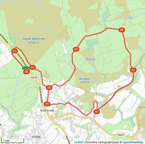 Map - Cycling and hiking tours - The short High Fens circuit