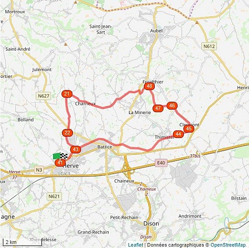 Map - Cycling and hiking tours - The short Pays de Herve circuit