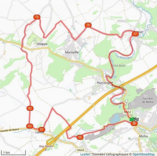 Map - Cycling and hiking tours - Mehaigne & Burdinale