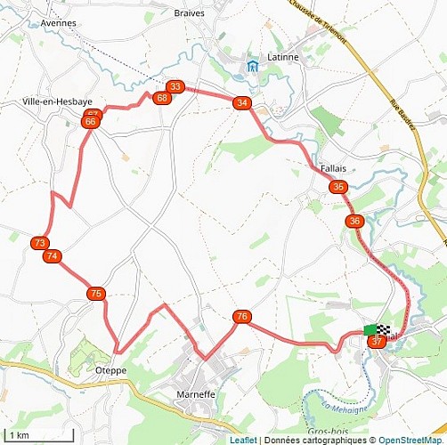Carte - Balades en boucle - Mehaigne & Moissons