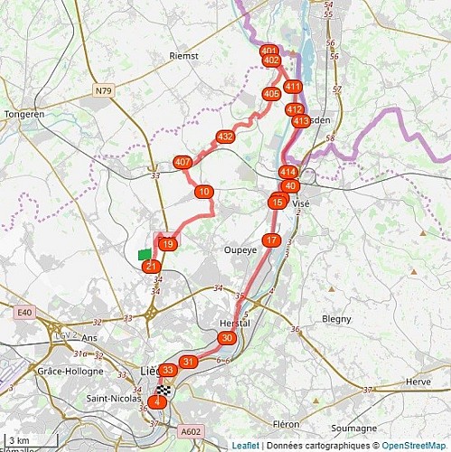 Map - Summer bike rides -  Geer valley