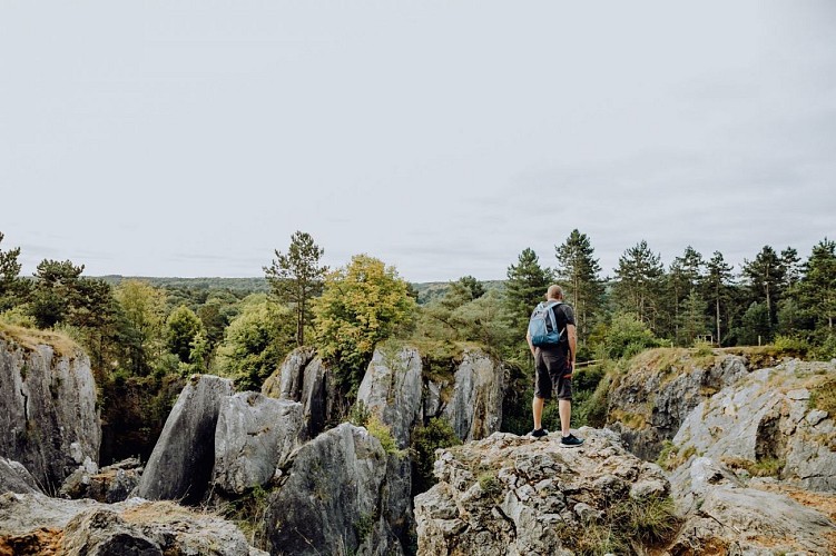 Hikers in Fondry des Chiens in Viroinval