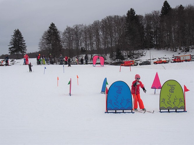 Cross country skiing tracks: short green for beginners