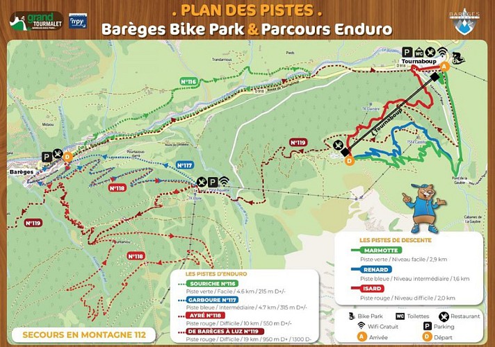 Plan des pistes Bike Park Barèges