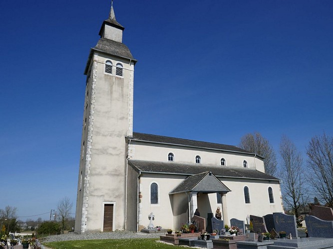 Andoins église chemin des bergers randonnée vtt