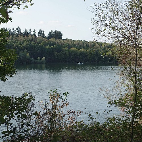 Vieuw on the lake Eau d'Heure in Froidchapelle