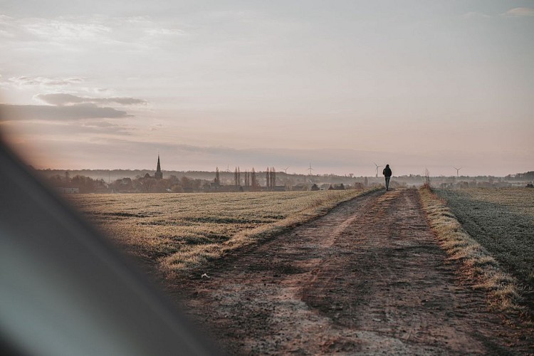 Platteland weg in Nalinnes
