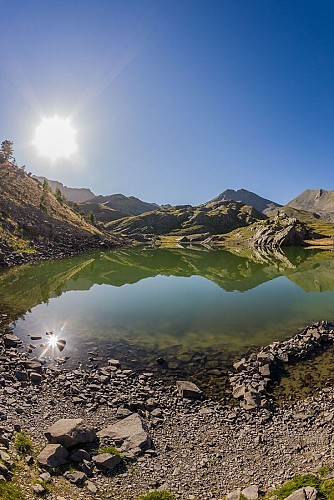 Cols et Lacs de l'Encombrette - Panorama du Lac d'Allos