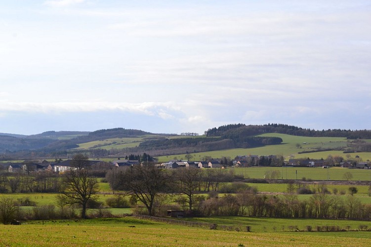 NG06 Les Espèches wandeling - Charneux - Rode ruitmarkeringen