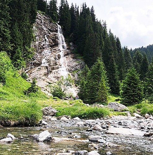 The Waterfall of Brochaux and the Village of Lindarets