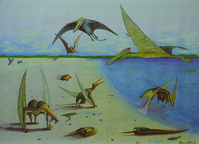 Crayssac : Réprésentation site Paléontologique la Plage aux Ptérosaures
