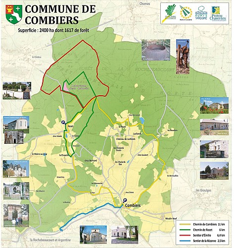 Les sentiers de randonnée de la commune de Combiers