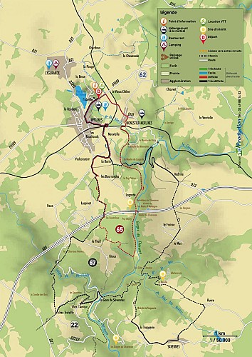 VTT - Gravel - Ruisseaux de Gioux - 13 km - circuit 65