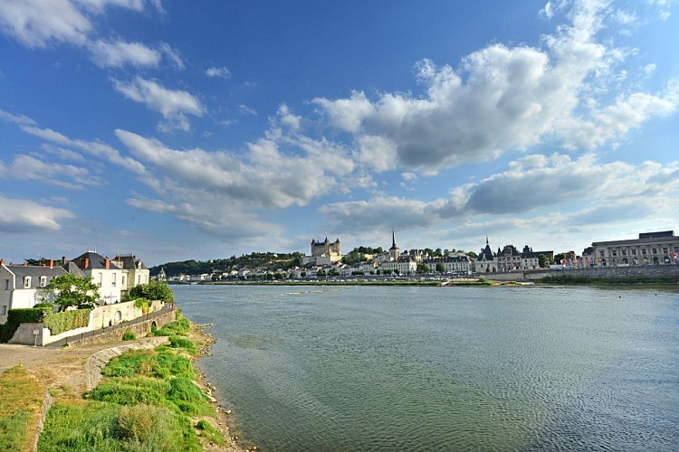 Vue de Saumur de la rive droite de la Loire