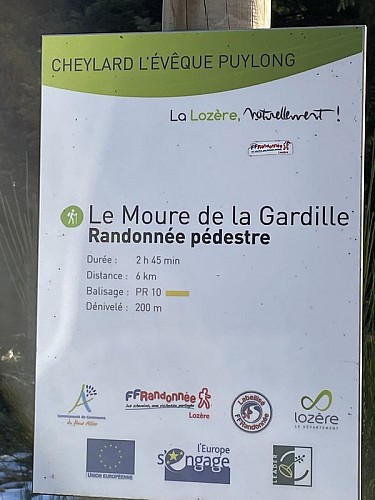 Panneau de départ de la randonnée