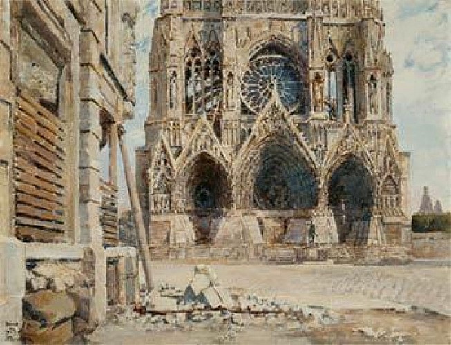 La cathédrale de Reims, septembre 1917 © Musée franco-américain du château de Blérancourt - RMN