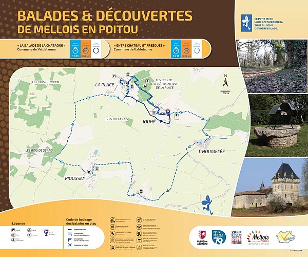 panneau de départ implanté près du château de Jouhé