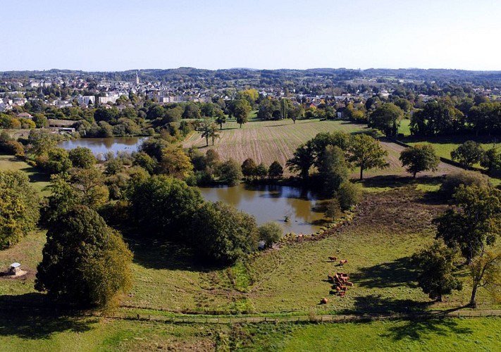vue drone étang rompu