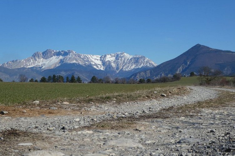 Le massif du Dévoluy au second plan