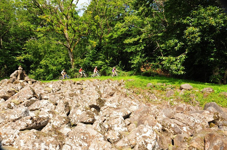 La coulée de lave et le lac de la Fage